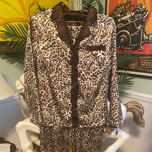 Leopard Satin Pajama Set